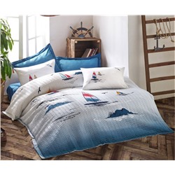 1 сп. 4-х Сезонный КПБ со Стеганным Пододеяльником Ranforce Complete Set MARITIME cotton box