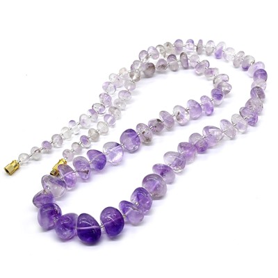 Бусы из Аметиста светлого (Ватиха) галтовка, 62см, 69г