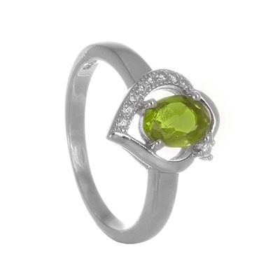 Кольцо 'Никс' с хризолитом и фианитами ТФКН.796ХЛ1.80