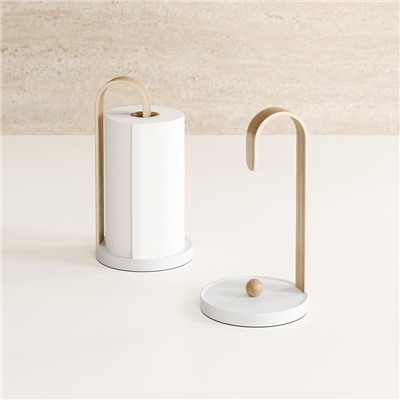 Держатель для бумажных полотенец Bellwood, белый/натуральное дерево