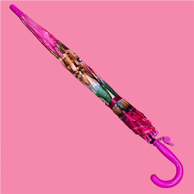 Зонт-трость для девочки с мультгероями полуавтомат Арт 1001/1