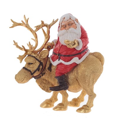 GAEM Фигурка декоративная "Дед Мороз на олене", L22 W15 H24 см