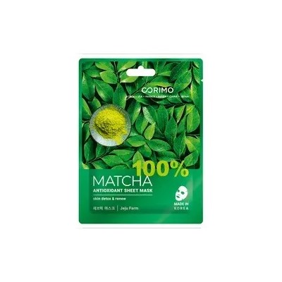 Corimo Маска тканевая для лица "Антиоксидант" 100% MATCHA 22г (Ю. Корея)