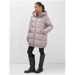 Куртка женская зимняя на резинке большого размера светло-коричневого цвета 7619SK