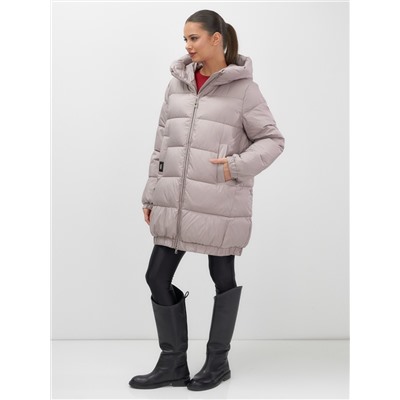 Куртка женская зимняя на резинке большого размера светло-коричневого цвета 7619SK