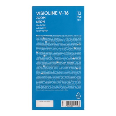 Маркер текстовыделитель 0.5-3.5 мм ErichKrause Visioline V-16 Zoom Neon, двухсторонний, желтый неон, чернила на водной основе