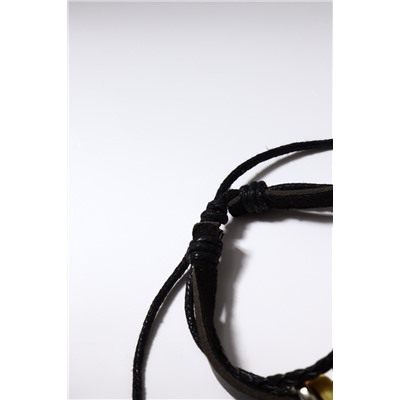 Браслет кожа «Цветок со звездочкой» хиппи, коричнево-чёрный, 6 см