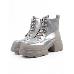 01-F591-2 GREY/SILVER Ботинки демисезонные женские (натуральная кожа, искусственная кожа)