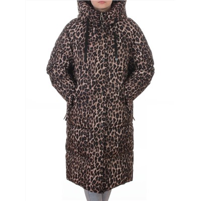 24-801 BROWN/LEOPARD Пальто зимнее женское (200 гр. холлофайбер)
