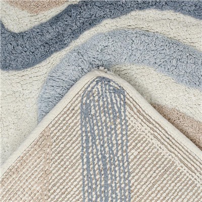 Коврик для ванной Flow серо-синего цвета из коллекции Ethnic