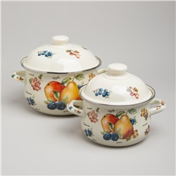 НАБОР КАСТРЮЛЬ AGNESS ЭМАЛИРОВАННЫХ СЕРИЯ "ФРУКТЫ", 4ПР. 1,5Л И 2,8Л, 16Х10СМ, 20Х12СМ
