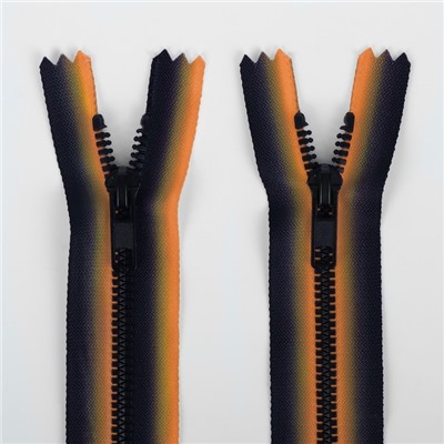 Молния «Трактор», №5, неразъёмная, замок автомат, 18 см, оранжевая, чёрная