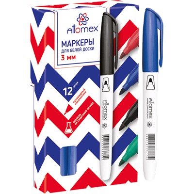 Маркер для доски "Attomex" пулевидный  3мм синий 5040702/12/Китай