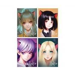 Блокнот А6 40л. на отрывной склейке MESHU "Neko", матовая ламинация, тиснение фольгой