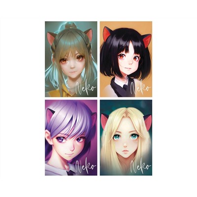 Блокнот А6 40л. на отрывной склейке MESHU "Neko", матовая ламинация, тиснение фольгой