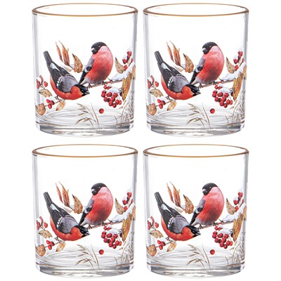 НАБОР СТАКАНОВ ИЗ 4-Х ШТ. "СНЕГИРИ" 320 МЛ
