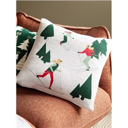 Подушка вязаная с новогодним рисунком Let's Ski из коллекции New Year Essential, 45x45 см