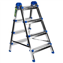 Стремянка двухсторонняя 4 ступени, сталь профиль, стальные ступени, Сибртех