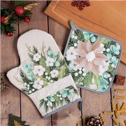 Набор кухонный Beautiful Сhristmas варежка-прихватка 20х28см, прихватка 19х19см,100%хлопок