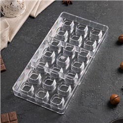 Форма для конфет и шоколада KONFINETTA «Куб», пластик, 27.5×13.5×3 см, 21 ячейка (2.5×2.5 см), прозрачная