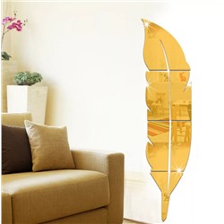 Зеркальные  3d наклейки "ПЕРО" gold 18x73cм