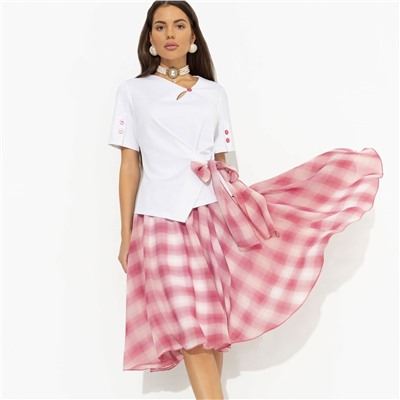 Костюм с юбкой комбинированный, Больше чем стиль (2 в 1, воздушно-розовый)