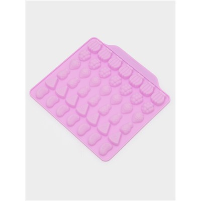 Форма для мармелада Доляна «Фруктовый бум», силикон, 18.5×17.5 см, 42 ячейки (2.2×2.2 см), розовая