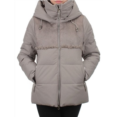 23-696 GRAY/BEIGE Куртка зимняя женская (холлоффайбер 150 гр., искусственная дубленка)