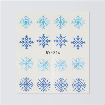 Слайдеры для ногтей «Снежинки», голубые, синие