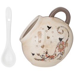 СОЛОНКА С ЛОЖКОЙ AGNESS "ПАРИЖСКИЕ КОТЫ" 9,5*10 СМ 170 МЛ (КОР=48ШТ.)