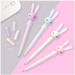 Ручка шариковая MESHU "Cute Rabbit" синяя, 0,7мм, софт-тач, ассорти, с топпером