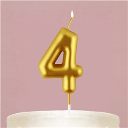 Свеча для торта, цифра «4», золото, 9,5 х 4 см
