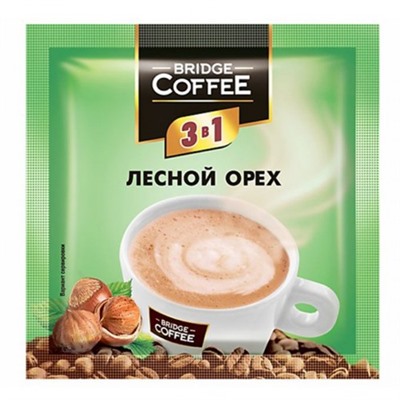 Кофейный напиток Bridge Coffee 3 в 1 с ароматом лесного ореха 20 г (упаковка 16 шт)
