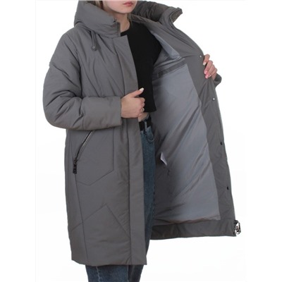 A618 GRAY/GREEN Пальто зимнее женское (верблюжья шерсть, 120 гр. холлофайбер)