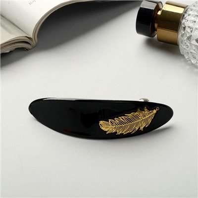 Заколка - автомат для волос «Бэлла», овал перо, 10.5 см, МИКС