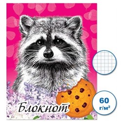 Блокнот 70х90 мм 16л клетка "Енотики 1" Бс16/48-1 Гранит