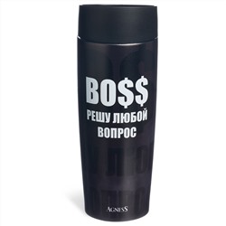 ТЕРМОКРУЖКА AGNESS "BOSS" 360МЛ, КОЛБА НЕРЖ.СТАЛЬ 18/10