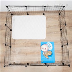 Вольер 24 секции, металлический, черный, 210×210×35 см, (35×35 см звено)