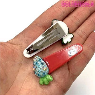 Зажим "тик-так" со стразами Корея размер 5 см 2 шт ТК8 тип 2