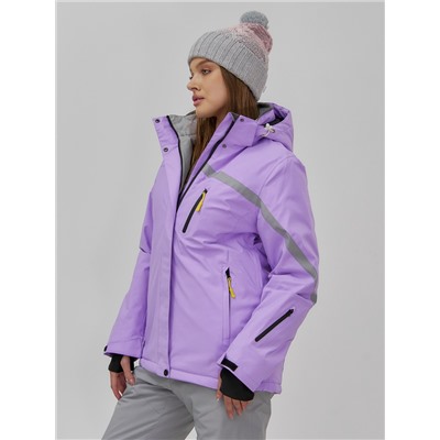 Горнолыжная куртка женская зимняя сиреневого цвета 7017Sn