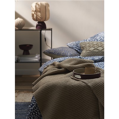 Плед из шерсти бежево-серого цвета из коллекции Essential, 130х180 см