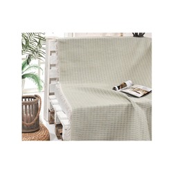 Покрывало Накидка на Диван 180x230 см. 100% Хлопок Koltuk Örtüsü Püsküllü Çizgili Mint