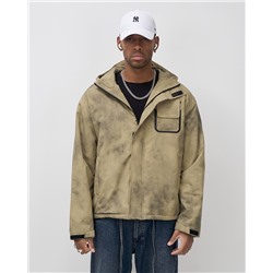 Куртка спортивная мужская весна осень бежевого цвета 25473B