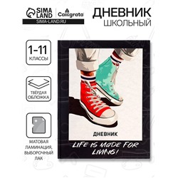 Дневник школьный для 1-11 классов, «Кеды зелено-красные», твёрдая обложка 7БЦ, матовая ламинация, выборочный лак, 40 листов