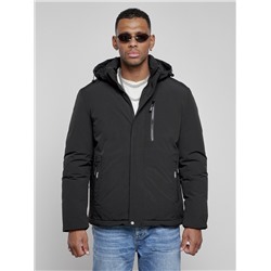 Куртка мужская зимняя с капюшоном спортивная великан черного цвета 8335Ch