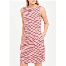 Sleeveless Printed Linen Shift Dress