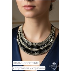 Колье-воротник текстильное с хрусталиками П4/06