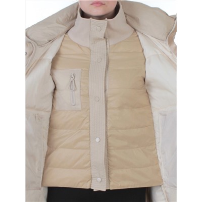 3068 BEIGE Пальто пуховое женское с внутренним жилетом (утиный пух)