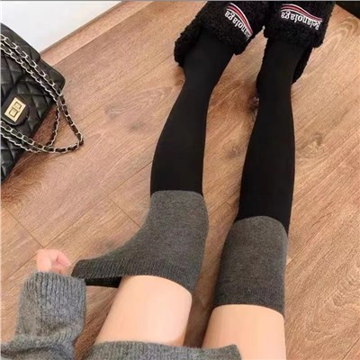 Black -gray stitching socks, long cylinders in autumn and winter women's socks, knee -knee jkmore leg socks ins, sock socks, thin red books