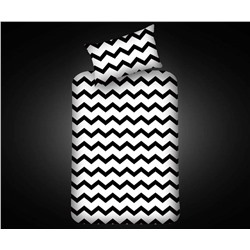 100x200 см. 1 сп. Простынь на Резинке с Наволочкой Бязь Поликоттон B&W SmallZigzag